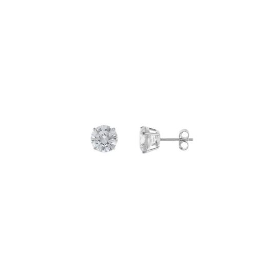 Picture of Pendientes de plata baño rodio punto de luz cuatro garras 8mm