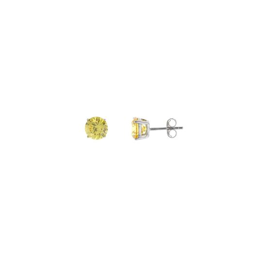Picture of Pendientes puntos de luz en plata con circonitas amarillas 5mm