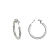 Foto de Pendientes aros de plata satinada con circonitas blancas incrustadas