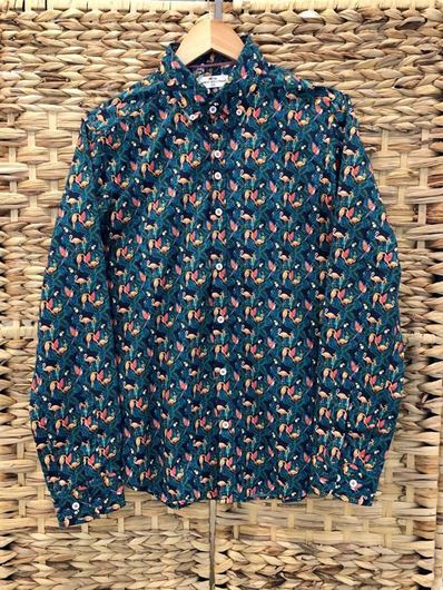 Picture of Camisa estsampado flamencos y aves en tono verde