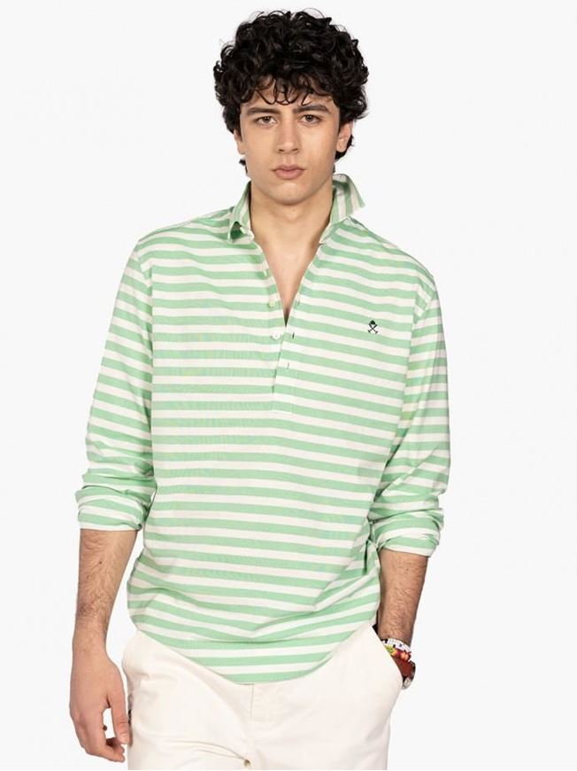 Foto de Polera Montecarlo rayas horiznotales verde y blanco