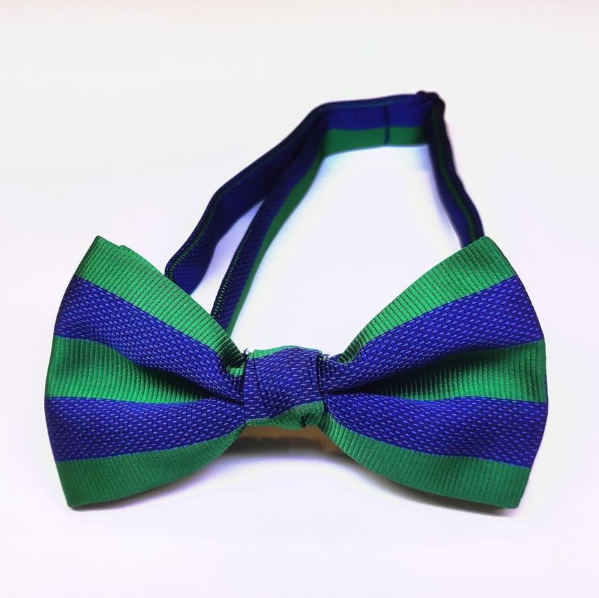 Foto de Pajarita de microfibra a rayas azul marino jaspeado y verde jacquard