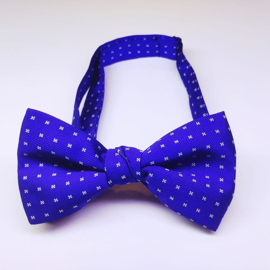 Foto de Pajarita de algodón estampado flores geométricas jacquard azul
