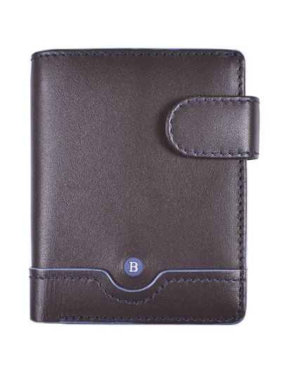 Picture of Cartera monedero marrón con filetín azul medio