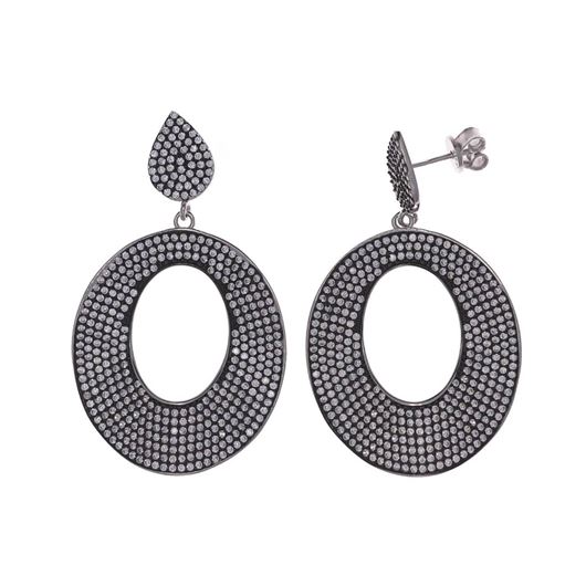 Foto de Pendientes plata baño rodio lágrima y óvalo con circonitas