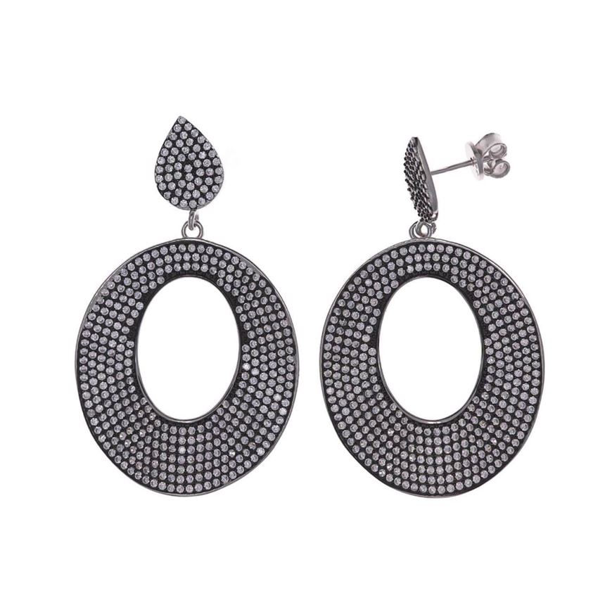 Foto de Pendientes plata baño rodio lágrima y óvalo con circonitas