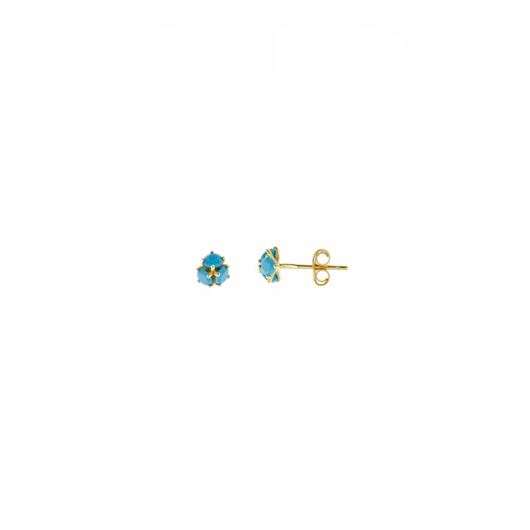 Foto de Pendientes de plata baño oro flor con circonitas turquesa