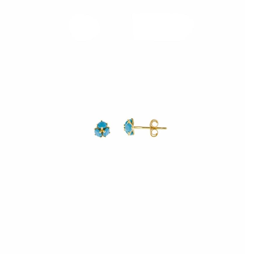Foto de Pendientes de plata baño oro flor con circonitas turquesa