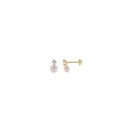 Foto de Pendientes de bebé plata baño oro con perla y circonita