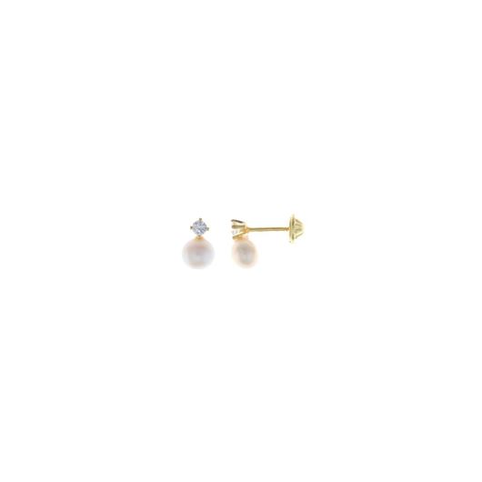Foto de Pendientes de bebé plata baño oro con perla y circonita