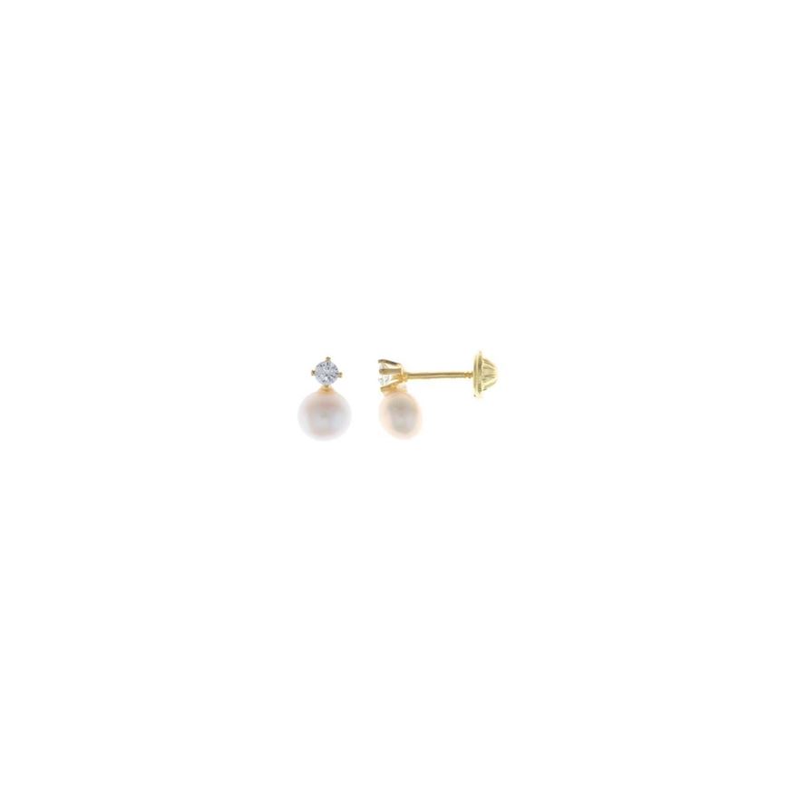 Foto de Pendientes de bebé plata baño oro con perla y circonita