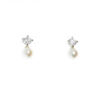 Foto de Pendientes de bebé plata rodio con perla y circonita
