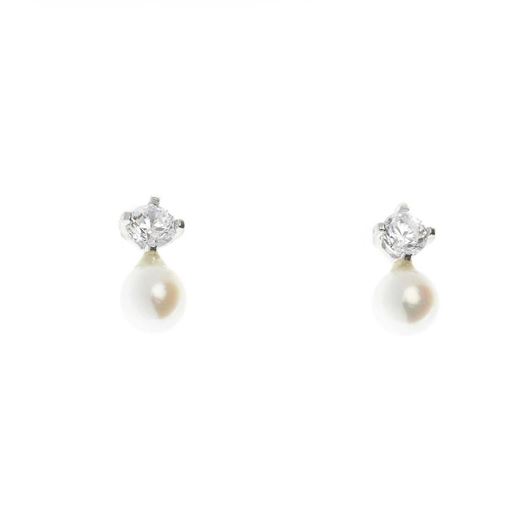 Foto de Pendientes de bebé plata rodio con perla y circonita
