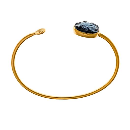 Foto de Pulsera caña de plata baño de oro con iolita