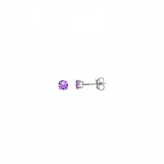 Foto de Pendientes plata baño rodio con circonita morada