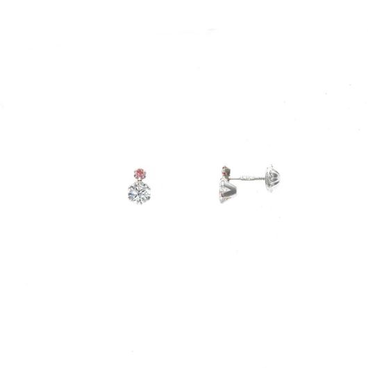 Foto de Pendientes de bebé plata baño rodio punto de luz blanco y rosa