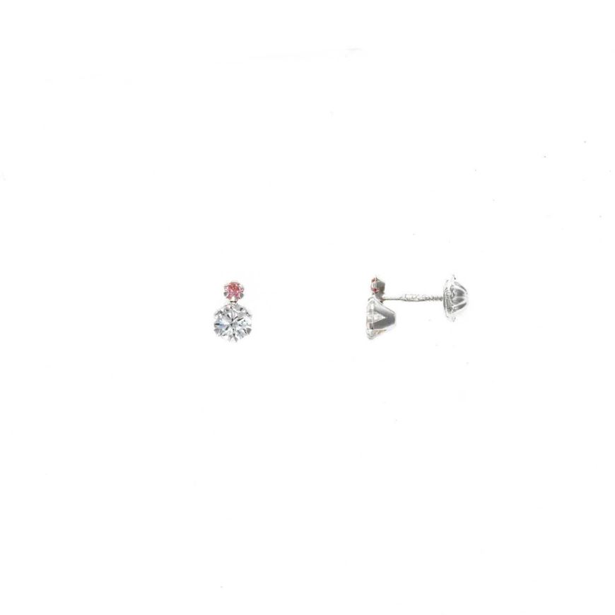 Foto de Pendientes de bebé plata baño rodio punto de luz blanco y rosa