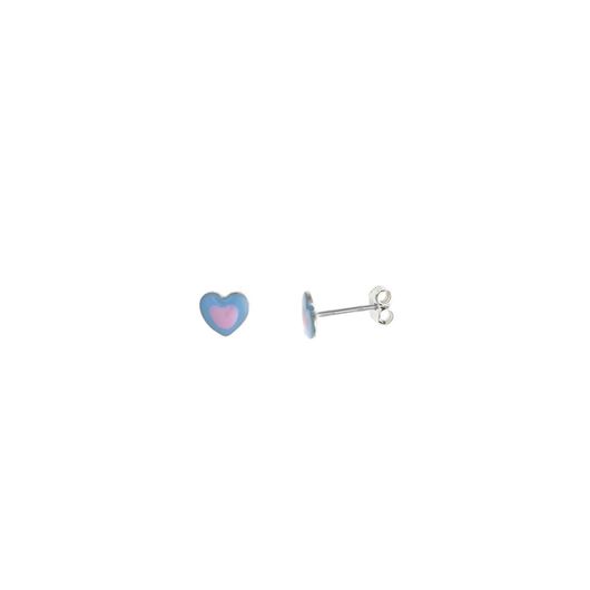 Foto de Pendientes de niña de plata rodio corazón esmaltado