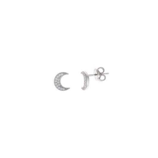Foto de Pendientes de plata baño rodio luna con circonitas