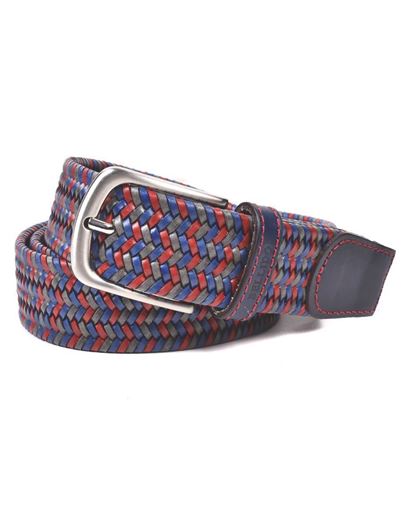 Picture of Cinturón sport piel elástico rojo, azul y gris