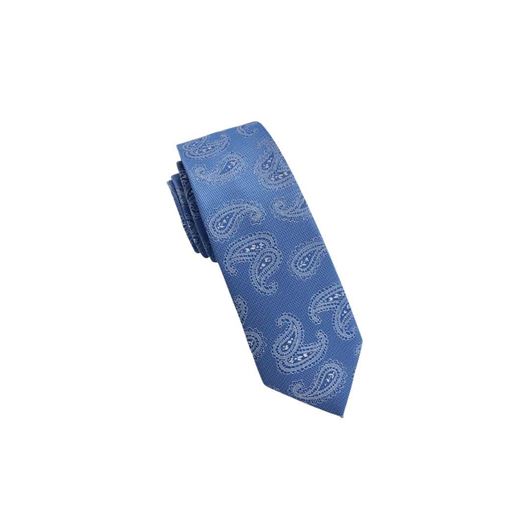 Picture of Corbata microfibra estampado paisley azul jaspeado y blanco
