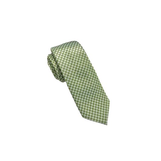 Foto de Corbata seda estampado pata de gallo en verde y blanco  