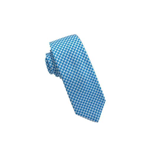 Foto de Corbata seda y algodón pata de gallo azul y blanco 