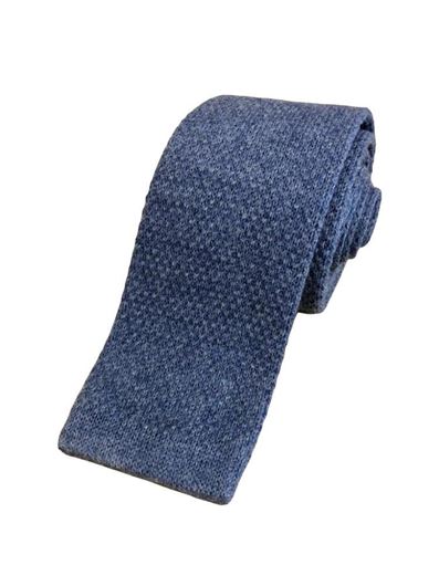 Picture of Corbata lana y poliéster azul medio corte recto