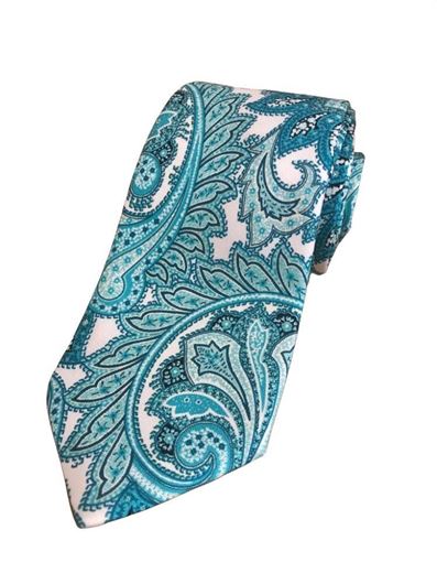 Foto de Corbata seda estampado paisley turquesa