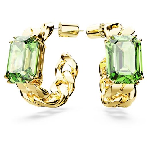Foto de Pendientes Millenia medio aro color verde con baño tono oro