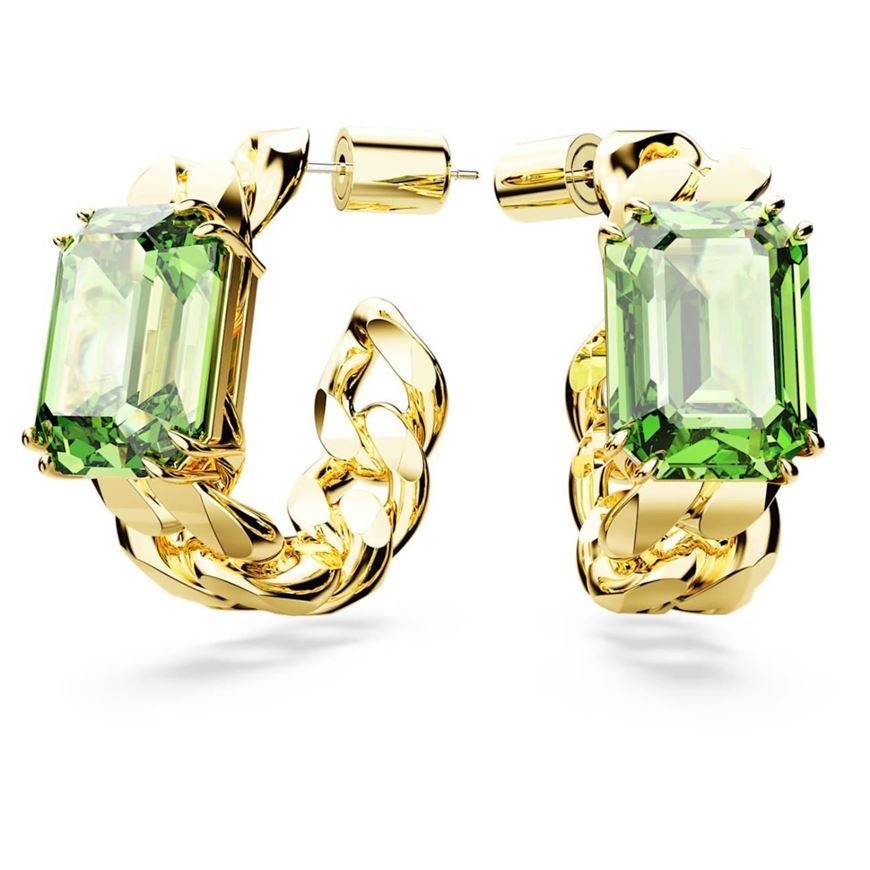 Foto de Pendientes Millenia medio aro color verde con baño tono oro