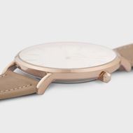 Foto de Reloj de mujer Boho Chic rosado y correa de cuero camel