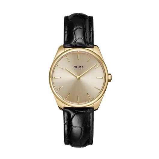 Picture of Reloj de mujer Feroce Petite cuero efecto cocodrilo dorado