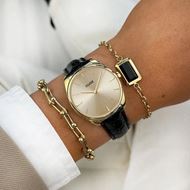 Foto de Reloj de mujer Feroce Petite cuero efecto cocodrilo dorado