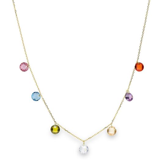 Foto de Gargantilla oro amarillo 18k con circonitas de colores talla briolette