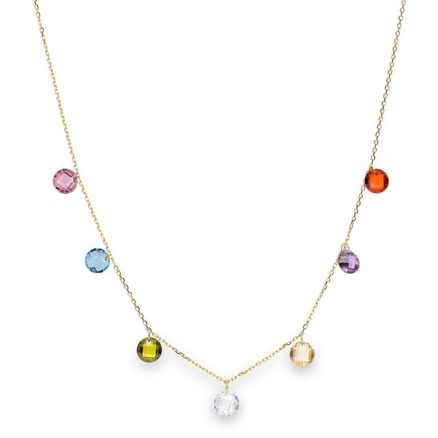 Picture of Gargantilla oro amarillo 18k con circonitas de colores talla briolette