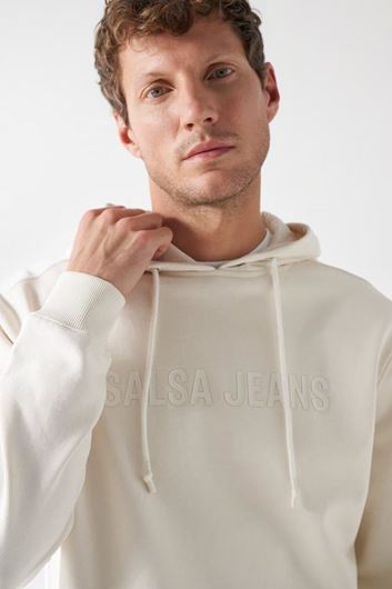 Foto de Sudadera French terry con capucha blanco perlado