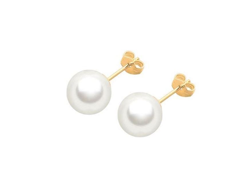 Foto de Pendientes oro amarillo 18kt y perlas redondas cultivadas agua dulce 8mm