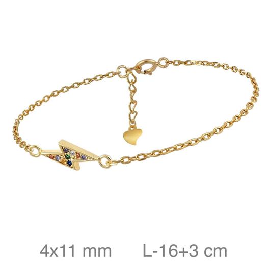 Foto de Pulsera de plata con baño de oro rayo con circonitas multicolor