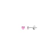 Foto de Pendientes de niña en plata corazón rosa