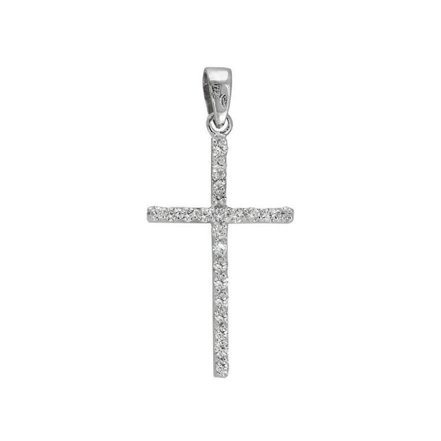 Foto de Cruz de oro blanco 18kt y circonitas blancas