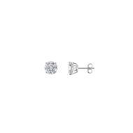 Foto de Pendientes de plata baño rodio punto de luz cuatro garras 8mm