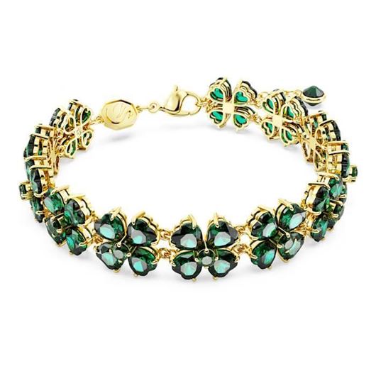 Foto de Pulsera Idyllia Clover verde con baño tono oro