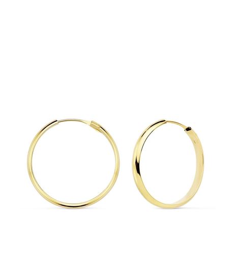 Foto de Pendientes de aro tubo redondo de 2mm de grosor y 25mm de diámetro en oro amarillo 18kt