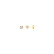 Foto de Pendientes dorados chatones de circonitas blancas 4mm
