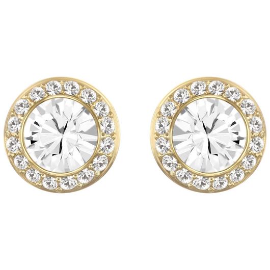 Foto de Pendientes de botón Angelic color blanco y baño tono oro