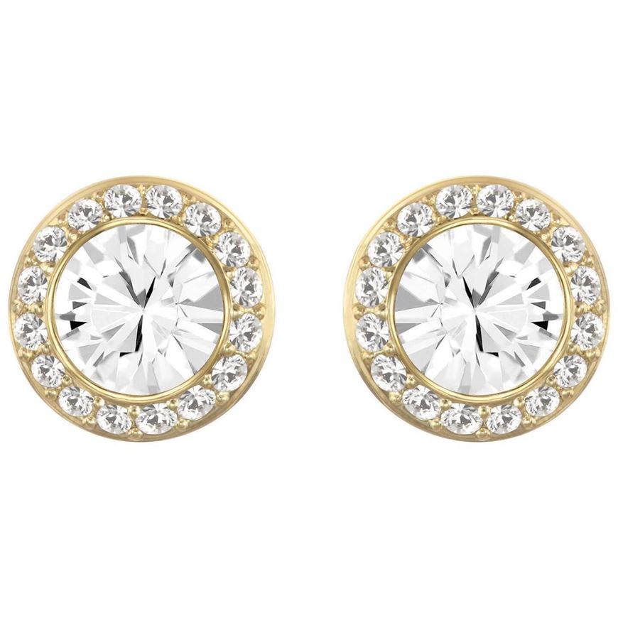 Foto de Pendientes de botón Angelic color blanco y baño tono oro