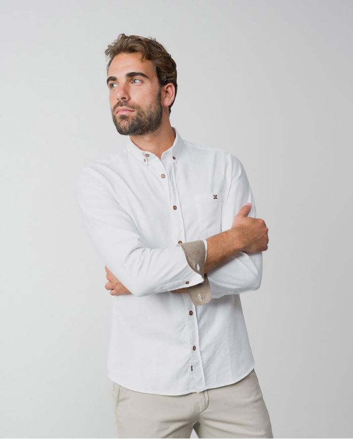 Foto de Camisa sport slim fit en viyela lisa de algodón