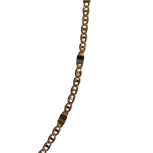 Picture of Cadena de oro bicolor 18kt eslabón calabrote oro amarillo con plaquita de oro blanco