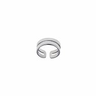 Picture of Anillo doble liso plano de plata baño rodio